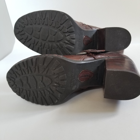 Born Camryn Cinnamon Brown Leather Block Heel "Moto" Style Ankle Boots Size 8 - Picture 4 of 5